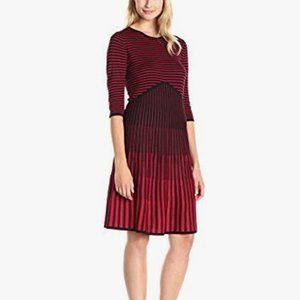 Gabby Skye Three-Quarter Sleeve Sweater Dress, Size 10, Black and Red